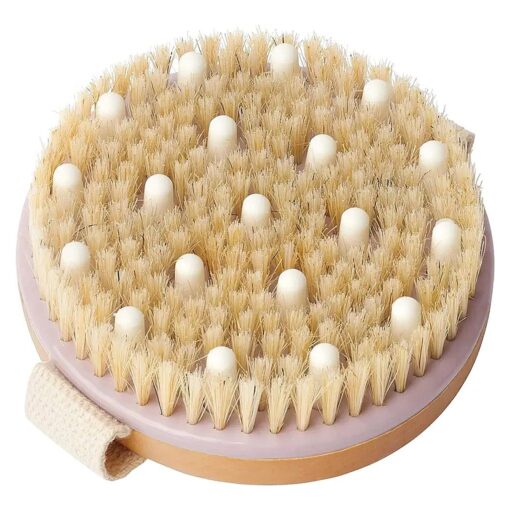 Dry Brushing Body Brush for Lymphatic Drainage, Dry Skin, Cellulite, Blood Circulation with Exfoliating Natural Bristles and Massage Nodes for Flawless Skin