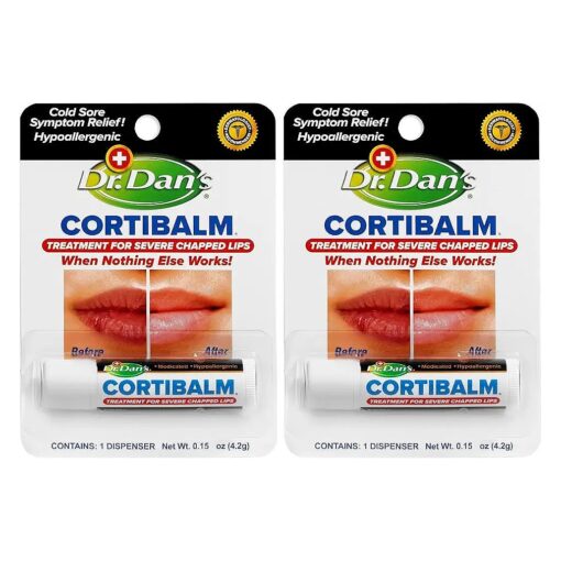 Dr. Dan 's Cortibalm-2 Pack- for Dry Cracked Lips - Healing Lip Balm for Severely Chapped Lips - Designed for Men, Women and Children