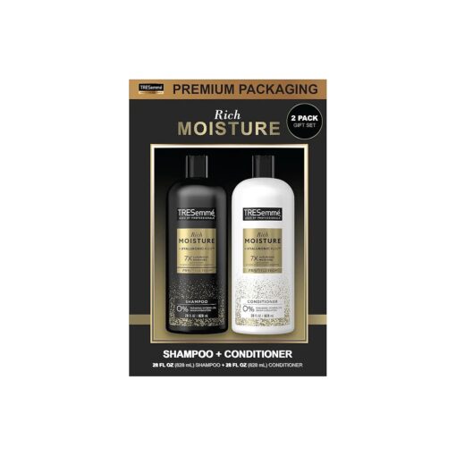 TRESemme Shampoo & Conditioner, Sulfate-Free, Family Size - Moisture Rich Hair Treatment for Dry, Damaged Hair, Hydrating Hyaluronic Acid, Vitamin C, and Biotin for Hair Repair, 28 Oz ( 2 Piece Set )