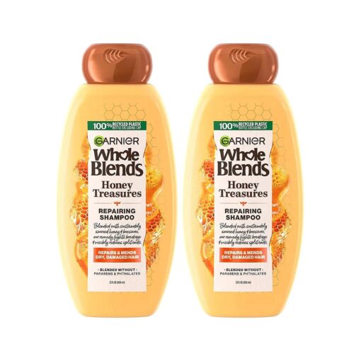 Garnier Whole Blends Honey Treasures Repairing Shampoo, for Dry, Damaged Hair, 22 Fl Oz, 2 Count ( Packaging May Vary )