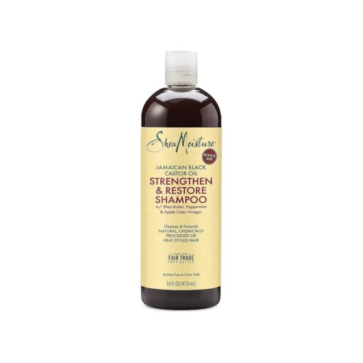 Shea Moisture Jamaican Black Castor Oil Strengthen & Restore Shampoo, Shea Butter, Peppermint & Apple Cider Vinegar, Sulfate Free, Natural, Chemically Processed Hair, Family Size, 16 Fl Oz