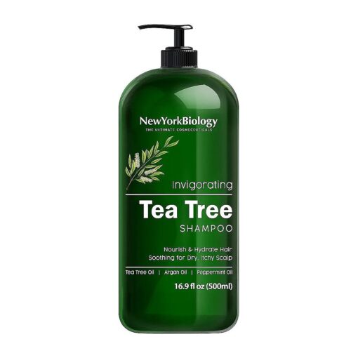 New York Biology Tea Tree Shampoo - Deep Cleanser - Relief for Dandruff and Dry Itchy Scalp - Therapeutic Grade - Helps Promote Hair Growth - 16.9 fl Oz