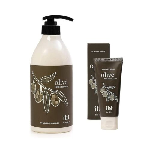 IBI Moisture Hand and Body Lotion Set For Dry Skin 750 ml Lotion and 2.02 oz Hand Cream ( Olive )