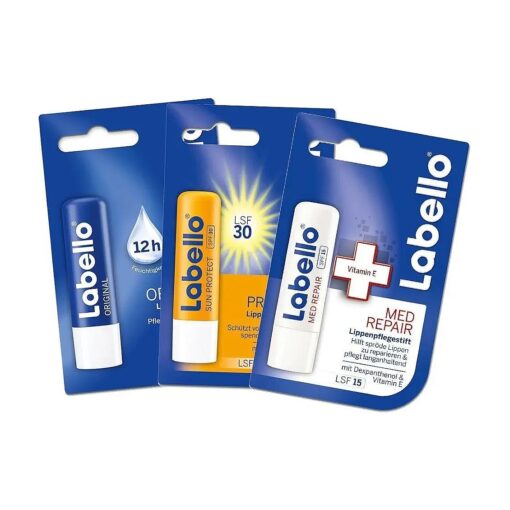 Labello Lib Balm ( 1x Original, 1x MED Repair, 1x Sun Protect LSF 30 ) Bundle