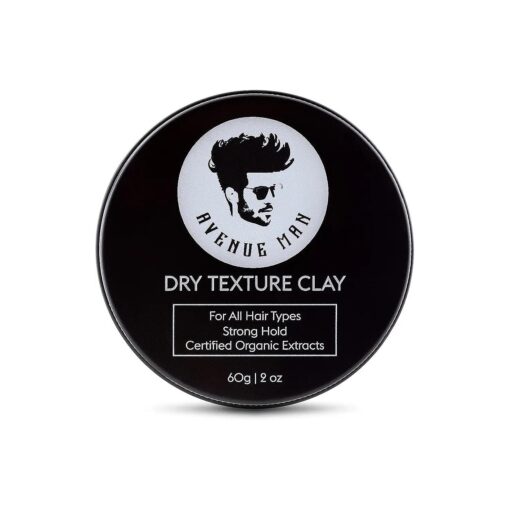 Avenue Man Dry Texture Hair Clay For Men - ( 3 oz ) Hair Products - Hair Wax with Certified Organic Extracts for Wet or Dry Hair - Paraben-Free Hair Putty - Made in the USA