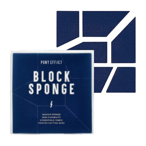 PONY EFFECT Block Sponge Foundation Blending Sponge | Makeup Blender Sponge for Dry or Wet Use | K-beauty