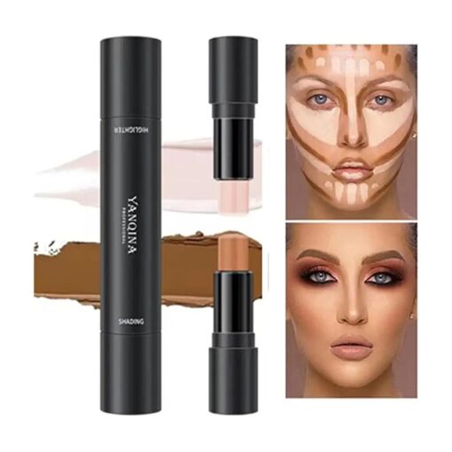 2 in 1 dual-ended highlighter & shadow stick face brightening foundation stick glow stick, Bronze, 0.04 Ounce ( Pack of 1 )