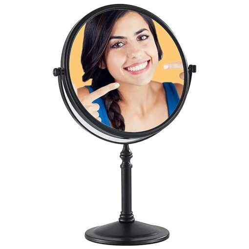 Black Makeup Mirror 1X/10X Free Standing 8 Inches 360 Swivel Dual-Sided Tabletop Makeup Mirror, Metal