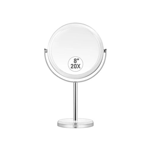 20X Magnifying Makeup Mirror, Double Sided 1X & 20X Magnifying Mirror with Stand, Tabletop Magnified Vanity Mirror with 360degRotation for Bathroom or Bedroom 8 Inch