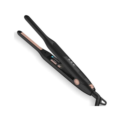 K & K Mini Flat Iron for Short Hair 3/10 inch Small Hair Straightener for Pixie & Beard creamic Flat Iron for Women Dual Voltage, Auto Shut Off