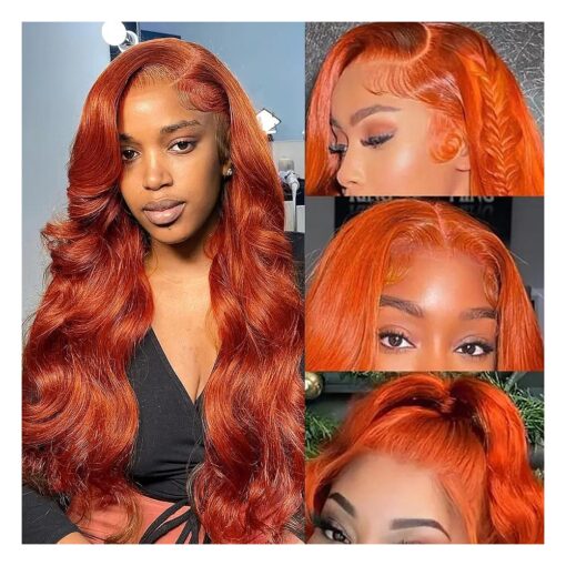 Ginger Orange Body Wave Lace Front Wigs Human Hair Pre Plucked with Baby Hair 180 % Density 13x4 HD Lace Frontal Glueless Wigs for Women 30 inch