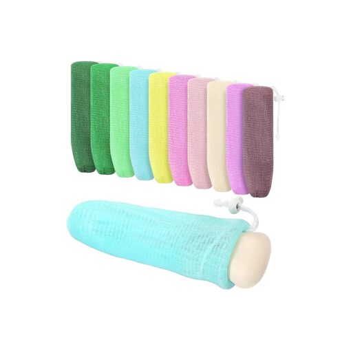 Exfoliating Mesh Soap Pouch Mesh Soap Saver Bag Bubble Foam Net for Body Facial Cleaning Tool, Random Colors ( 20 )