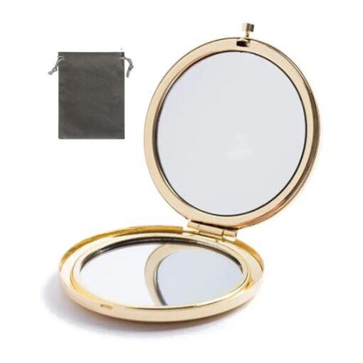 MIHAGUTY Magnifying Compact Mirror for Purses with 2 x 1x Magnification, Folding Mini Pocket Double Sided Travel Makeup Mirror, Perfect for Purse, Pocket and Travel, Cosmetic Mirror with Storage Bag