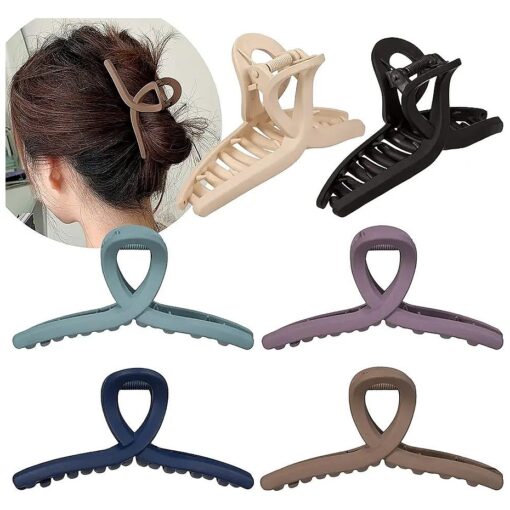 Whaline Hair Claw Clip 6 Morandi Color Hair Catch Clip 4.3 Inch Nonslip Jaw Clamp Clips Strong Hold Matte Butterfly Clip Clamp Hair Styling Accessories for Women Girls Thin Thick Fine Hair