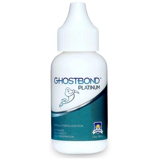 GHOSTBOND Platinum Water Resistant Wig Glue for Extreme Heat - 1.3oz - Hair Replacement Adhesive for Poly and Lace Wigs, Invisible Bonding Hair Glue - Strong Hold Lace Front Glue