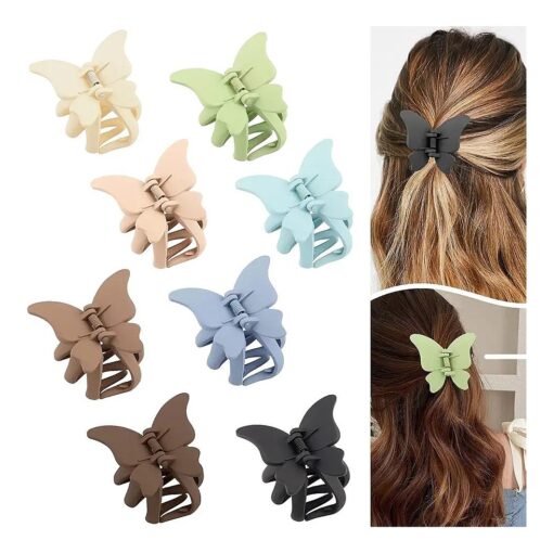 8 Pack Butterfly Claw clips, hair clips for Women Thick Thin Hair, 2.3 Inch Big Non Slip Matte Jaw Clips