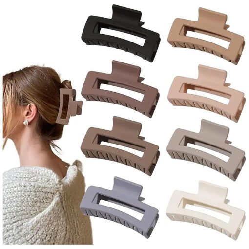 Hair Claw Clips for Women Thick Thin Hair - Big Hair Clips Matte Claw Clips Medium Rectangle Claw Clip Strong Hold Cute Jaw Clip Non-slip Hair Styling Accessories