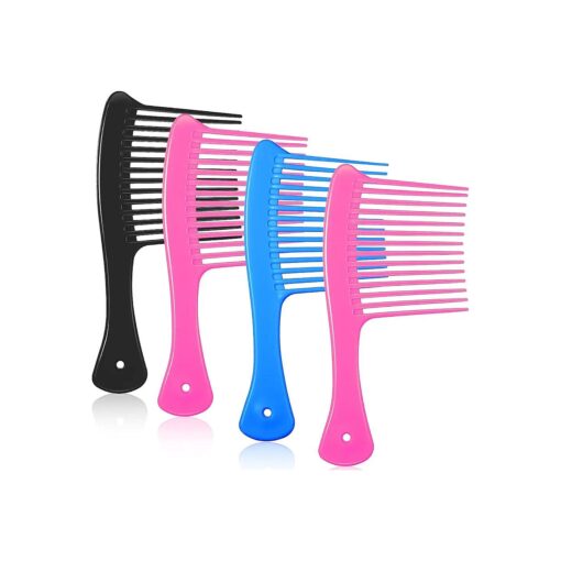 4 Pieces Wide Tooth Combs, Detangling Comb Big Comb Jumbo Rake Comb Wide Tooth Comb for for Thick Long Hair and Curly Hair, Mixed Colors