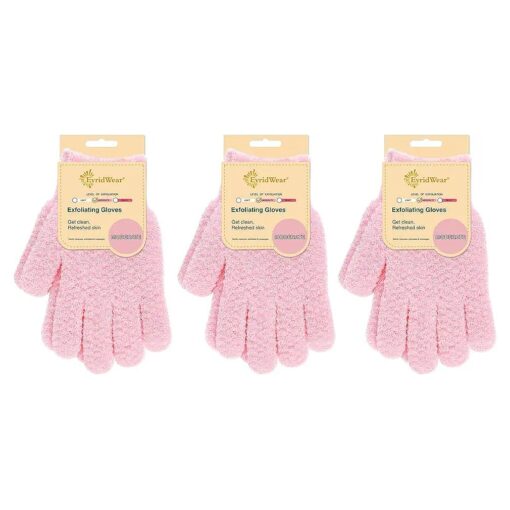 Evridwear Exfoliating Gloves for Shower, 100 % Nylon Thick Soft Medium Heavy Bathing Gloves Dead Skin Remover Body Scrubber