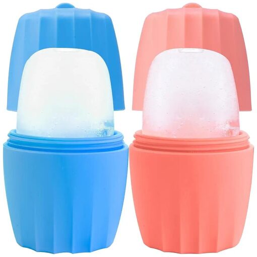 Reusable Cube Silicone Mold Ice Roller For Face Cold Therapy Facial Massage Roller ( Pink + Blue )