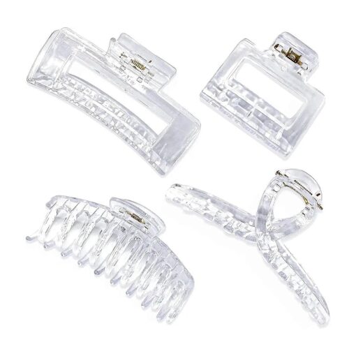 4 pcs Transparent Hair Clips 4.33Inch for Thick/Fine/Thin Hair Women Girls, Strong Hold Teeth Interlocking Women 's Large and Small Hair Clips ( Transparent hair clips )