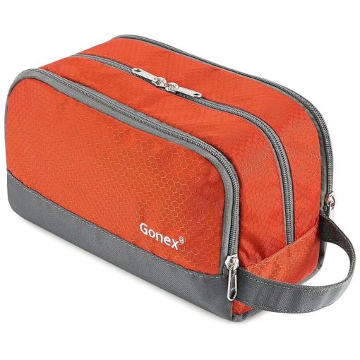 Gonex Travel Toiletry Bag Nylon, Dopp Kit Shaving Bag Toiletry Organizer Orange