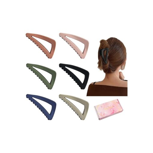 Medium Hair Clips for Women Girls Fine Hair, Nonslip French Hair Claw Clips for Thin/Medium Thick Hair, Strong Hold Matte Hair Jaw Clips Triangle Hair Claws Hair Clamps with Gift Box ( Pastel Color )