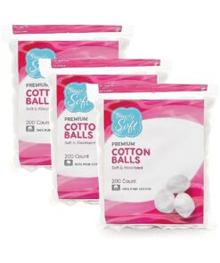 Simply Soft Premium Cotton Balls, 100 % Pure Cotton, Absorbent, 200 Count ( Pack of 3 )