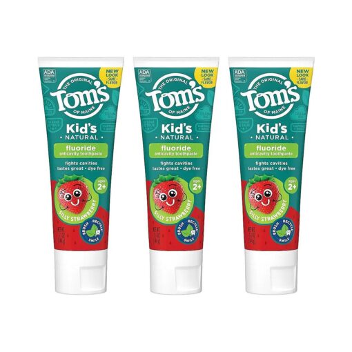 Tom 's of Maine ADA Approved Fluoride Children 's Toothpaste, Natural Toothpaste, Dye Free, No Artificial Preservatives, Silly Strawberry, 5.1 oz, 3-Pack ( Packaging May Vary )