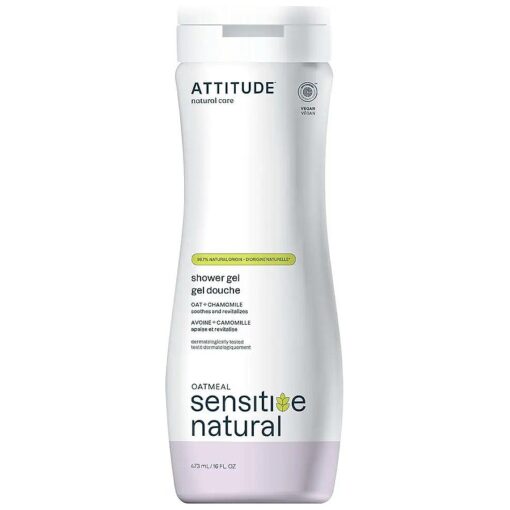 ATTITUDE Body Wash for Sensitive Skin with Oat and Chamomile, EWG Verified, Dermatologically Tested, Vegan, 16 Fl Oz