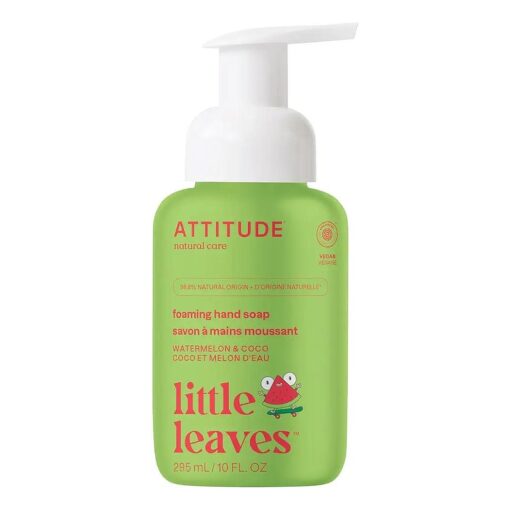 ATTITUDE Foaming Hand Soap for Kids, EWG Verified, Dermatologically Tested, Plant- and Mineral-Based Ingredients, Vegan, Watermelon & Coco, 10 Fl Oz