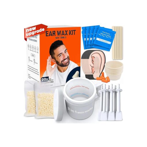 99 Pcs Ear Hair Removal For Men, Multifunction Nose Wax Kit & Ear Hair Waxing Kit, 100g Wax, 20 Wooden Sticks, 10 Applicators, 2 In 1 Wax Melts| New Super Face Ear Canals Hair Remover For Women