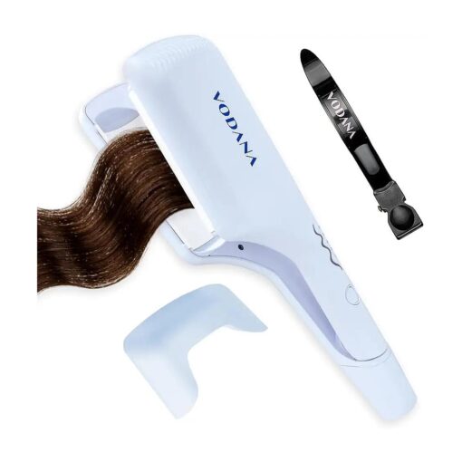 VODANA Professional Triple Flow Ceramic Hair Waver - Easy Beach Waves with Embedded Double Barrel Wave Iron, Experience Instant Heat, Long-Lasting Performance, and Quick Heat ( 1.6 inch, Creamy Blue )