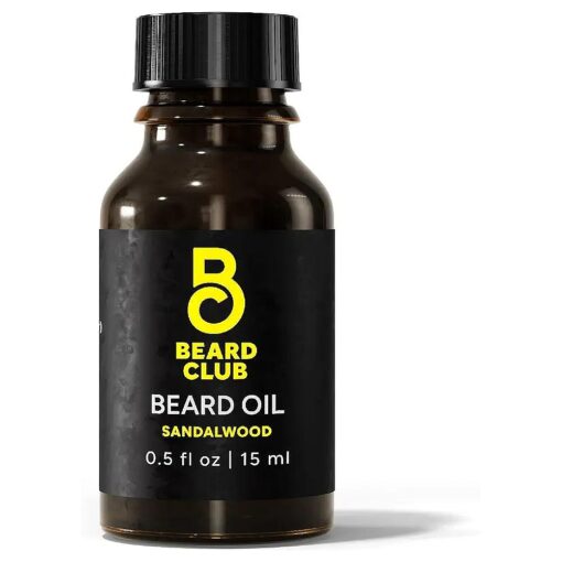 Beard Club Premium Sandalwood Beard Oil for Men - Natural Castor & Sunflower Seed Oils - Beard & Mustache Conditioner - Hydrates, Moisturizes, Softens & Soothes Dry Skin - Strengthens Hair Follicles