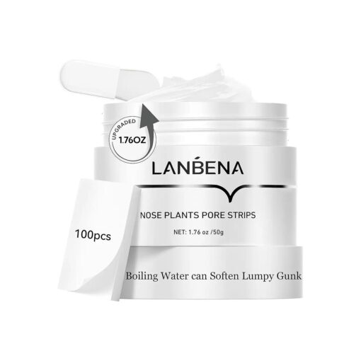 LANBENA Nose Strips for Blackheads ( 1.76 Oz ), 100 pcs Nose Plants Pore Strips, Blackhead Remover Mask, NOTE : Place Bottle in Boiling Water for 5 min to Soften Dry/Solid Cream