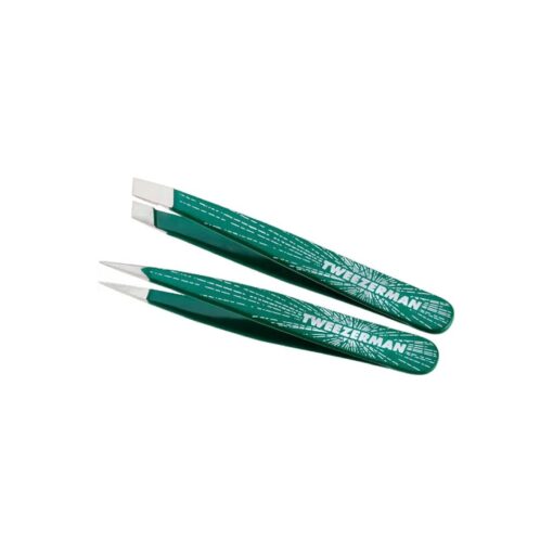 Tweezerman Emerald Shimmer Micro Mini Slant & Point Tweezer Set