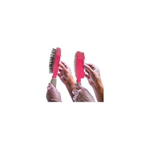 Easy Clean Retractable Bristles and Detangling Oval Brush for Curly, Straight and Thick Hair - Wet and Dry Hair - Pink