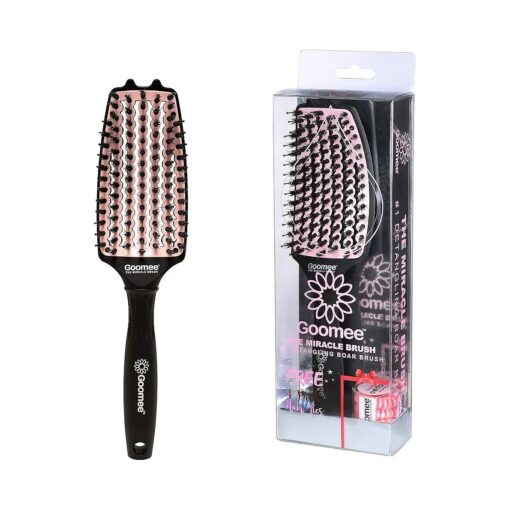 Straight and Curly Hair Detangler Brush - Detangling Brush with Nylon and Boar Bristles for Soft, Smooth, and Shiny Hair - Dry and Wet Detangle Brush with Vents for Fast Drying ( Small, Blush )