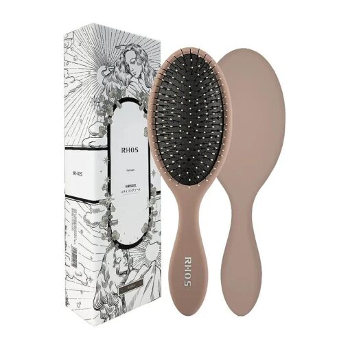 Detangler Hair Brush for Women, Men and kids-Cushion Hair Brush for Detangling/Smoothing-Detangling Hair Brush with Soft Nylon Bristles for Curly Thin Short Thick Hair ( 1 Pack-Mocha )