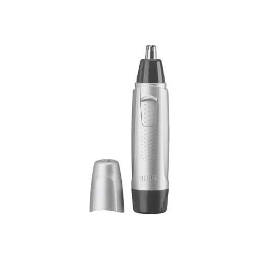 Braun Ear and Nose Hair Trimmer for Men and Women, Battery Operated Electric Groomer, Black/Silver, AA Battery Included