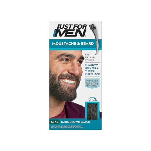 Moustache & Beard M45 - Dark Brown Black Dye, Eliminates Grey For a Thicker & Fuller Look With An Applicator Brush Included - M45