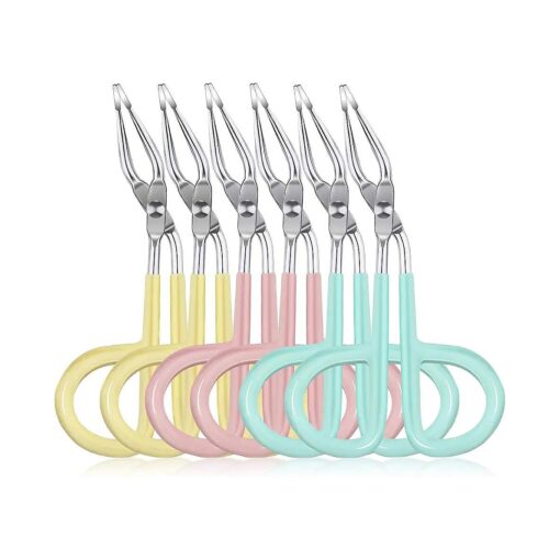 Maitys 6 Pcs Stainless Steel Eyebrow Scissors Tweezers, Scissors Handle Shaped Eyebrow Tweezers Clip, Flat Straight Tip Tweezers Brow Hair Plucker Remover Facial Hair Eyebrows Care Men Women,3 Colors