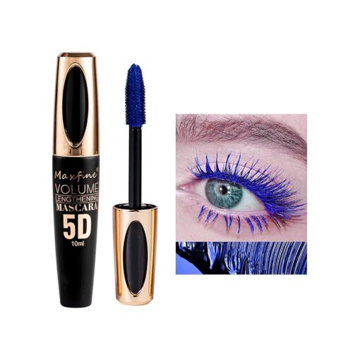 Blue Mascara for Eyelashes, Colorful Waterproof Mascara Long Lasting Eye Lash Mascara,5D Silk Fiber Lash Mascara Smudgeproof, Lengthening, Defining, Curling, Volumizing Color Mascara Makeup Party Stage Use