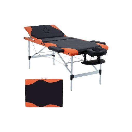 Massage Spa Bed 84 Inch Height Adjustable 3 Fold Aluminium Massage Table W/ Face Cradle Carry Case Portable Facial Salon Tattoo Bed