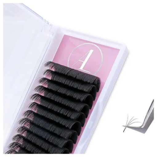 ALLOVE Eyelash Extension Cashmere Super Easy Fan Volume Lash Extensions 0.05mm D Curl 15-20mm Mixed Tray Rapid Blooming Volume Lashes Self Fanning Lash Extension Supplies