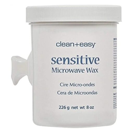 Clean + Easy Sensitive Microwave Wax, Soft Wax for Facial and Full Body Waxing, Non-Strip Hair Removal Treatment for Sensitive and Delicate Skin, 8 oz