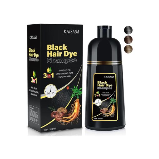 Natural Black Hair Dye Shampoo Instant & Easy 3-in-1 Hair Color Solution for Men and Women - Herbal Formula, Ammonia-free, Lasts 30 Days - 16.90 oz