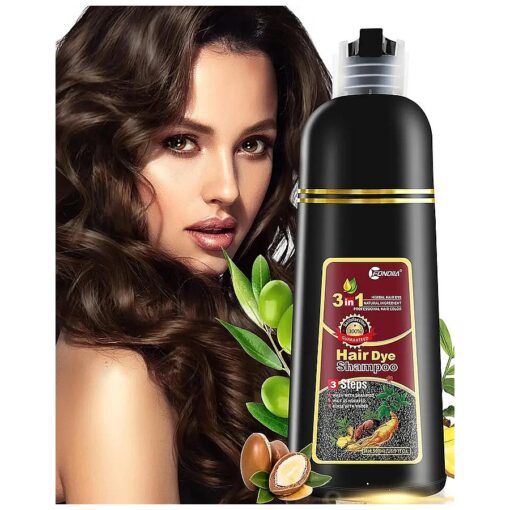 Hair Dye Shampoo, 3 In 1 Dark Brown Color Shampoo Hair Dye For Gray Hair Instant Herbal Coloring Shampoo For Women & Men - Ammonia Free - Tintes Para El Cabello Profesional