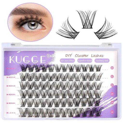 Lash Clusters DIY Eyelash Extensions, 72PCS D Curl Wide Cluster Lashes, 10-16mm Mixed Length Individual Cluster Lashes, Natural & Soft Lash Extensions At Home ( Natural )