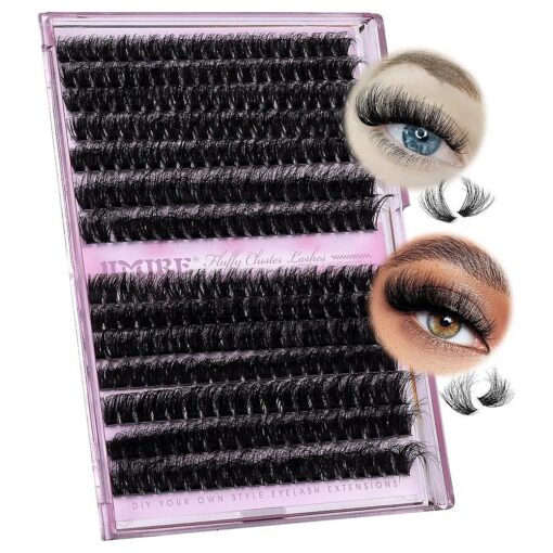 Lash Clusters Thick Mink Eyelash Clusters 280Pcs Volume Cluster Eyelash Extensions 11-18MM Fluffy Lash Extension D Curl Individual Lashes 100D+120D Cluster Lashes DIY at Home for Beginners by JIMIRE